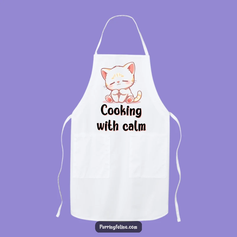 Funny Peaceful Cat Cub Apron: Gentle Kitchen Wear, Perfect Calm Chef's Gift