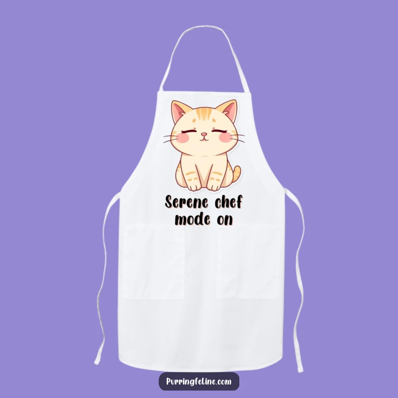Funny Content Cat Zen Apron - Cook with Serene Style!