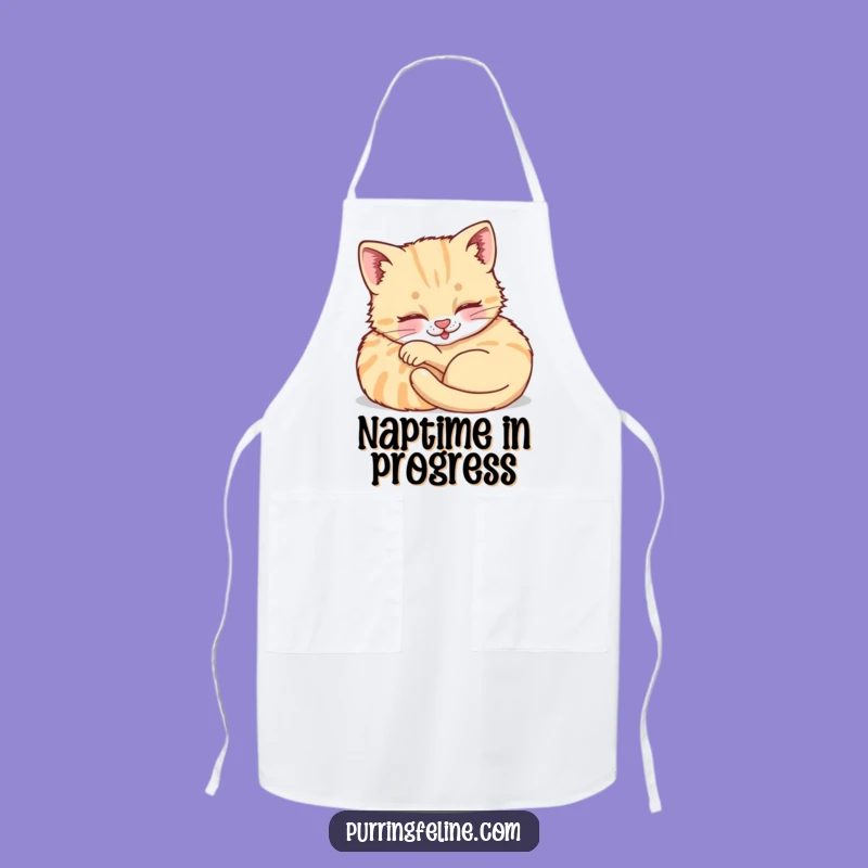 Funny Purring Cat Cub Apron: Cozy Kitchen Wear, Perfect Chef's Gift for Cat Lovers