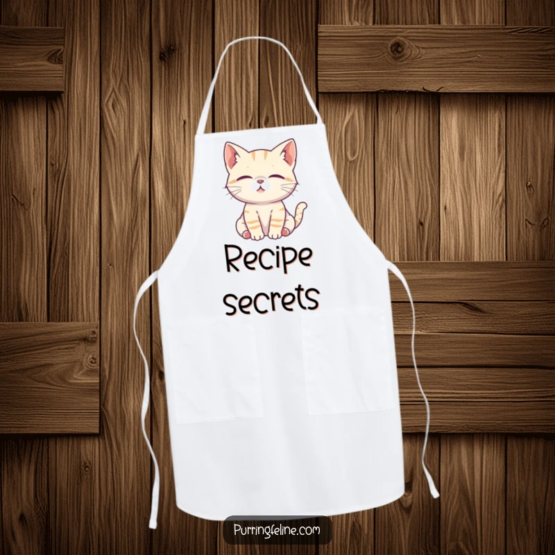 Funny Cat Apron: A serene cat cub listens intently with focused ears, a thoughtful and practical apron for kitchen concentration.