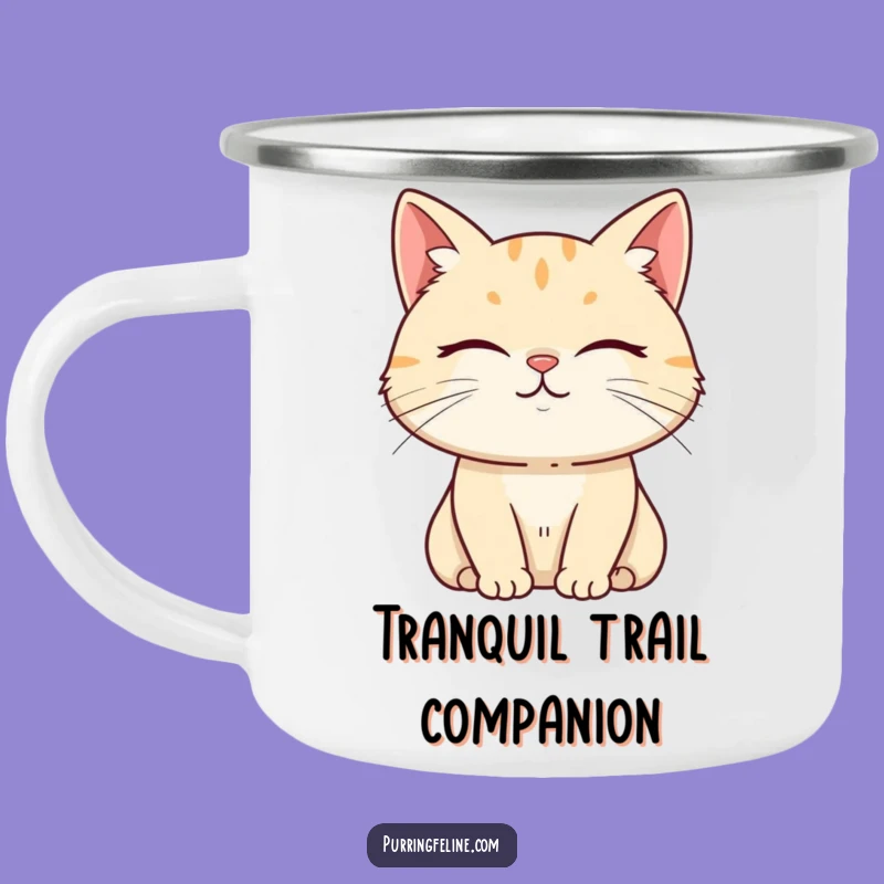 Funny Serene Cat Camping Mug - Hilarious Calm for Outdoor Peace