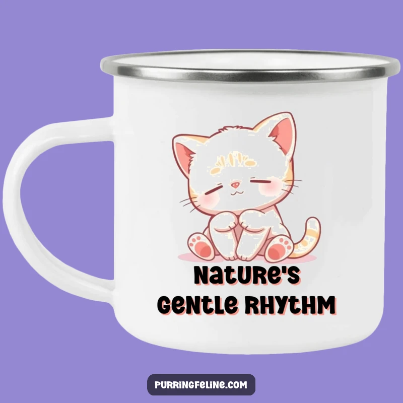 Funny Peaceful Cat Cub Camping Mug: Gentle Outdoor Companion & Calm Gift