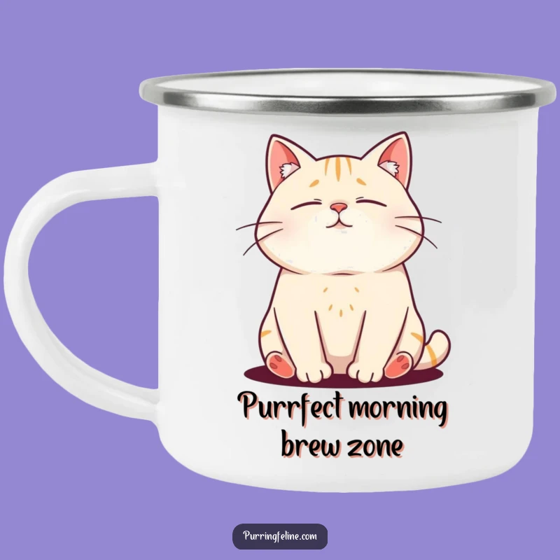 Funny Purring Cat Camping Mug: Adventure with Feline Calm!