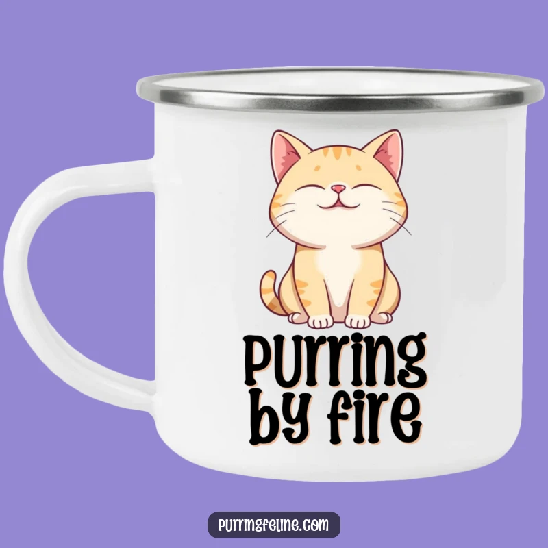 Funny Purring Cat Camping Mug - Hilarious Calm for Outdoor Relaxation