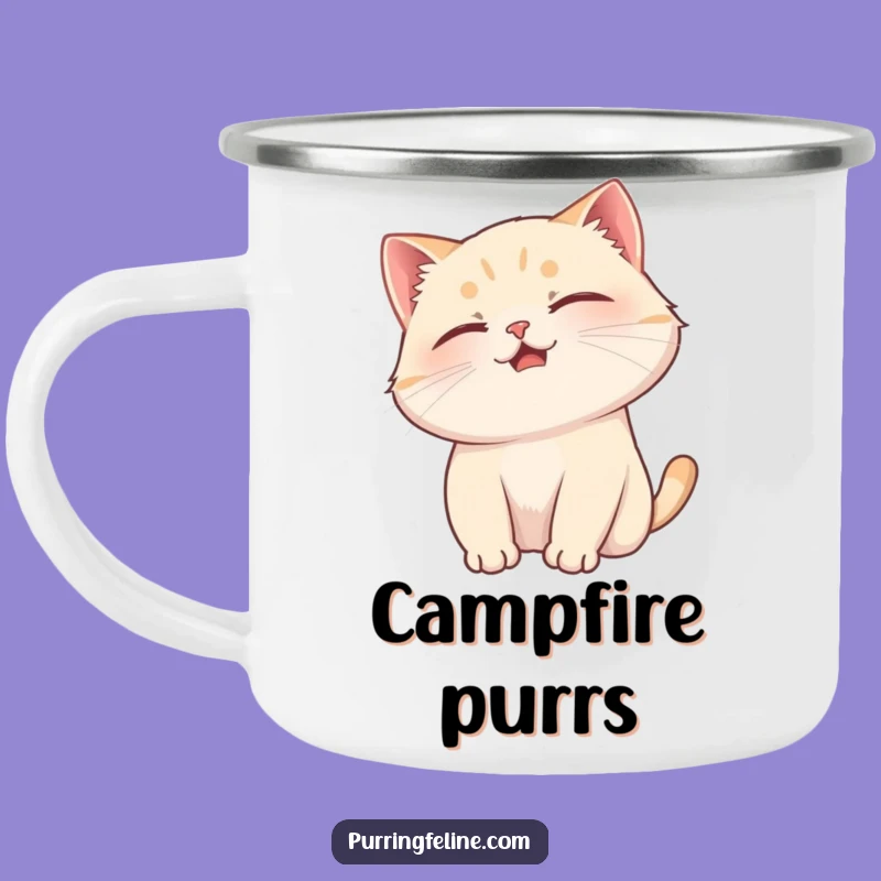 Purring Cat Scratch Camping Mug - Funny Gift for Relaxed Outdoors