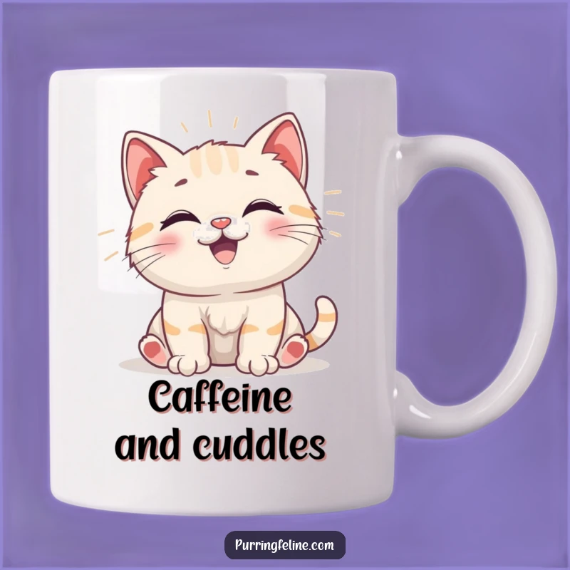 Funny Happy Cat Cub Vibrations Mug - Joyful & Humorous Refreshment Gift