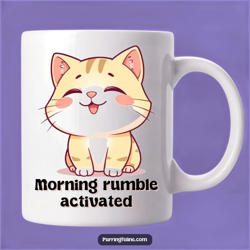 Funny Happy Cat Rumble Mug - Content Feline Sound Gift for Cat Lovers