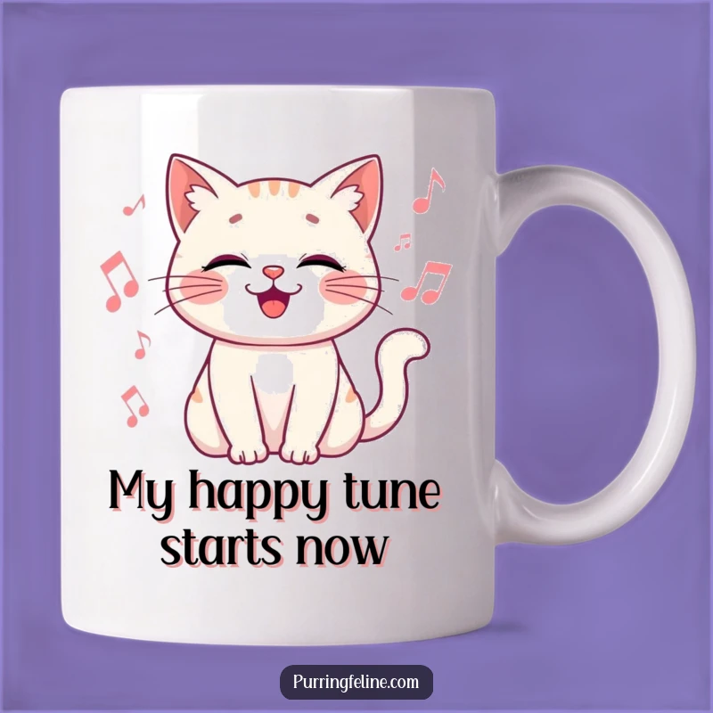 Funny Happy Cat Music Mug - Vibrating Feline Joy, Perfect Melodious Gift