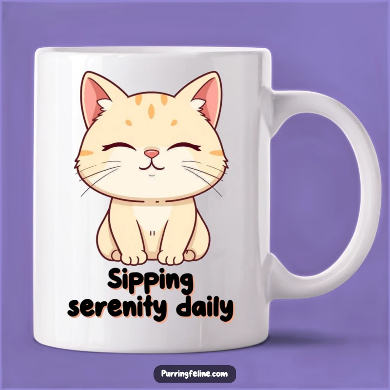 Funny Serene Cat Smile Mug - Hilarious Tranquility Gift for Calm