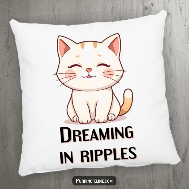 Funny Pillow: A soft cushion depicting a cat’s gentle purr creating a visual ripple, symbolizing peace and comfort.