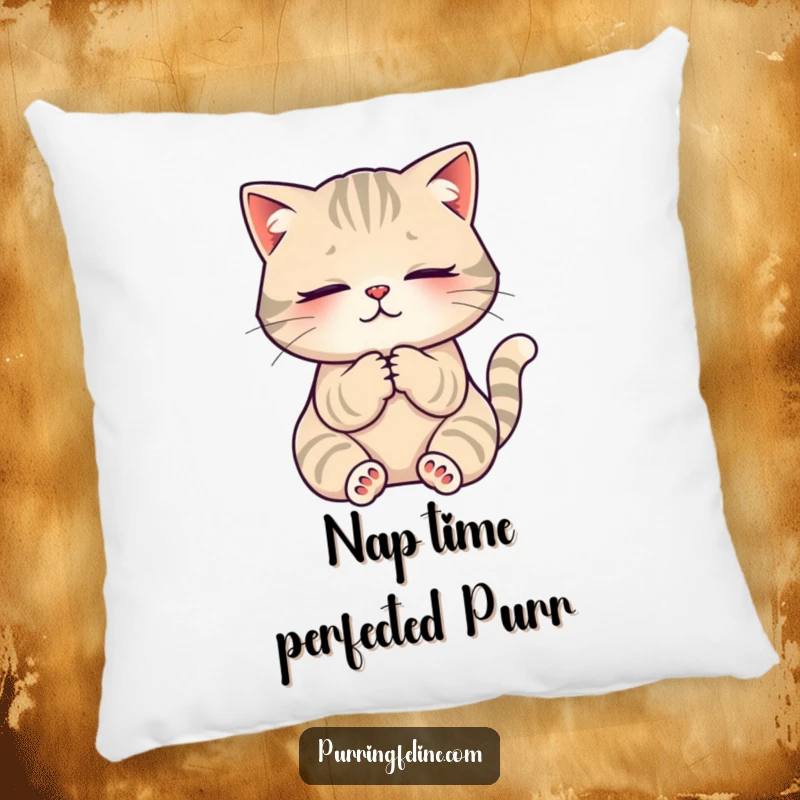 Funny Pillow: A soft, serene cat kneading its paws, offering comfort and a touch of whimsical joy to any seating area.