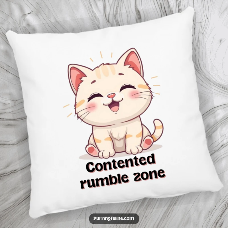 Funny Pillow with a happy cat cub emitting gentle vibrations, offering plush comfort and a humorous dose of pure, unadulterated joy.