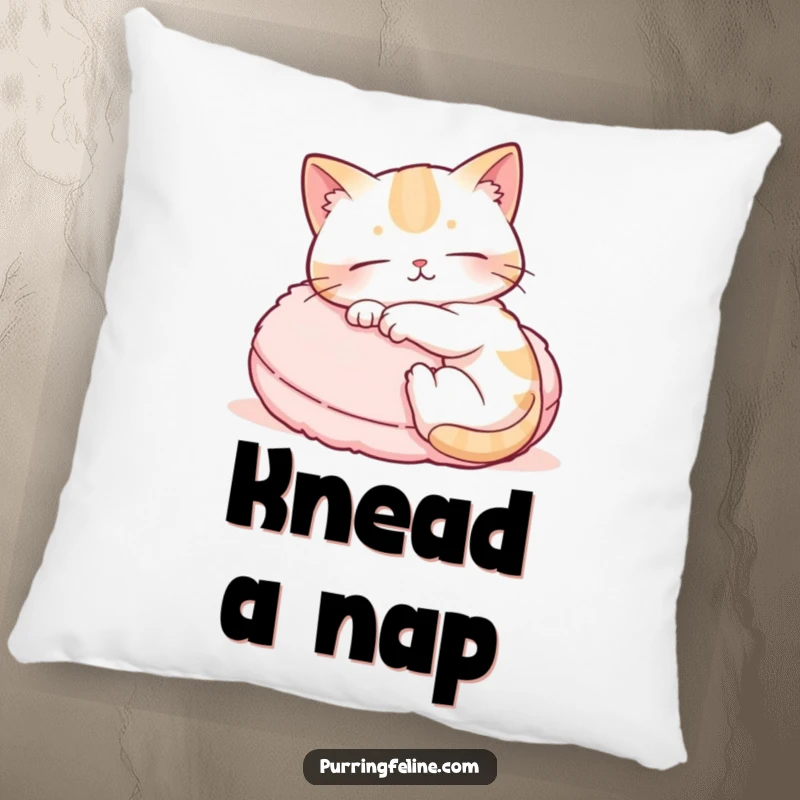 Funny pillow illustrating a cat's paws rhythmically kneading a cushion, offering both comfort and a humorous feline touch.