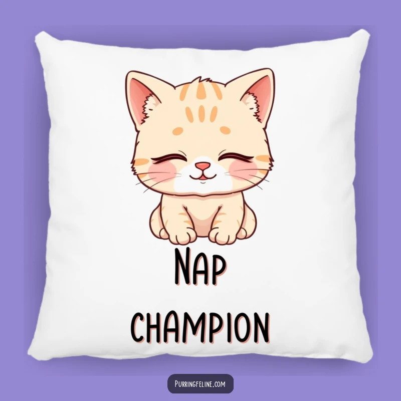 Funny Pillow: Content Cat Cub - Cozy Peace & Serene Comfort!