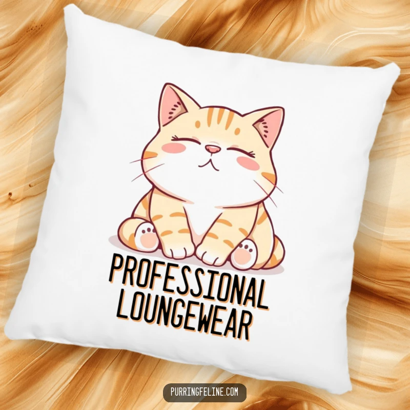 Funny Pillow designed with a comfortable cat enjoying its low, contented rumble, bringing cozy vibes to any room.