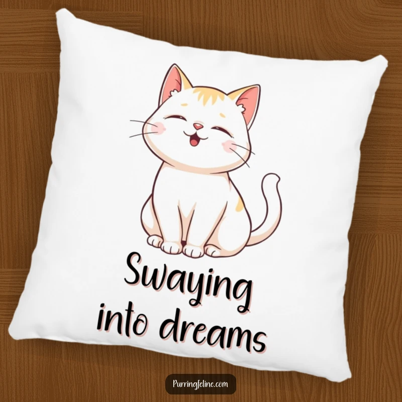 Funny Purring Cat Pillow: A soft pillow featuring a purring cat whose tail is gently swaying in contentment.