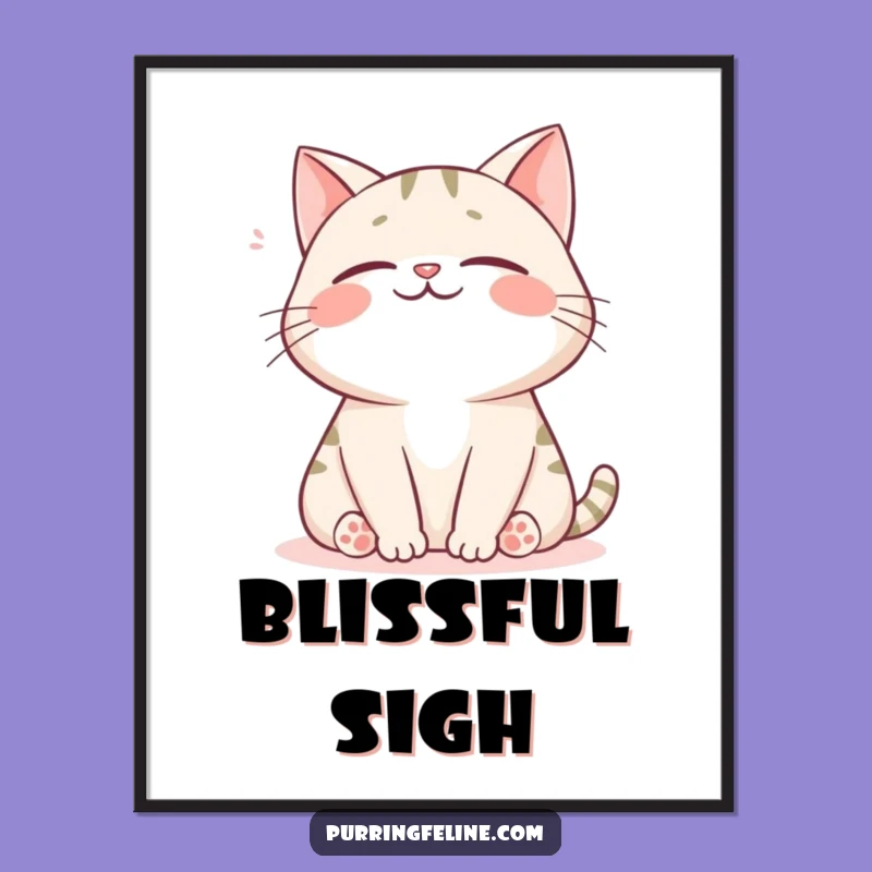 Happy Sigh Cat Digital Art - Instant Funny Download for Peaceful Vibes