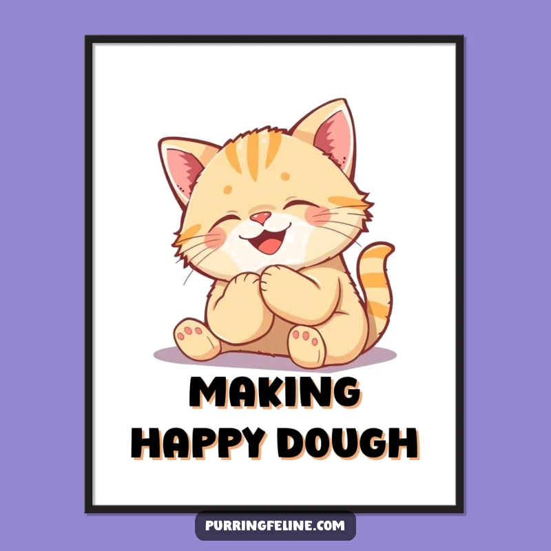 Funny Kneading Cat Cub Digital Art: Happy Kitten Download for Instant Joyful Decor