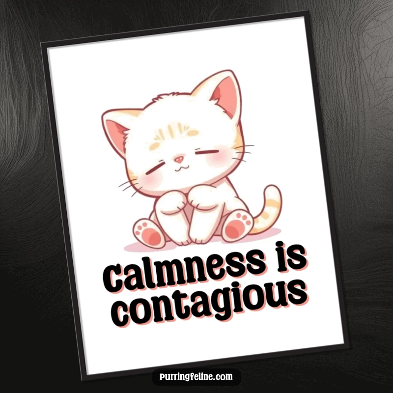 Funny Peaceful Cat Cub Digital Art Print - a tranquil kitten mid-sway, ready to download for serene and humorous decor.