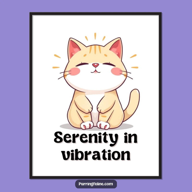 Funny Relaxed Cat Digital Art: Peaceful Hum Printable, Ideal Funny Gift