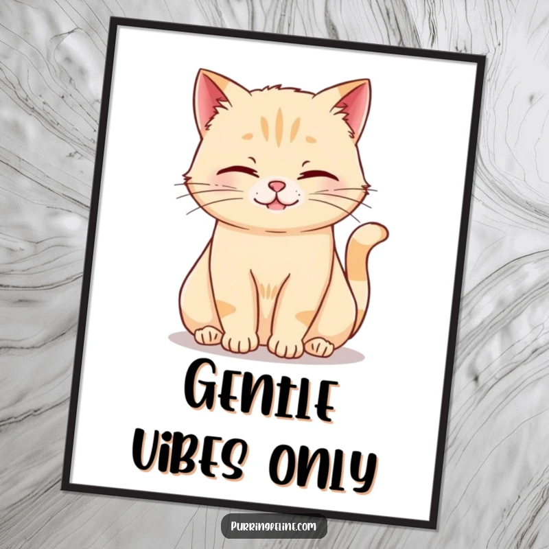 Funny rumbling cat digital art print of a relaxed cat softly rumbling, perfect for calm and peaceful walls.