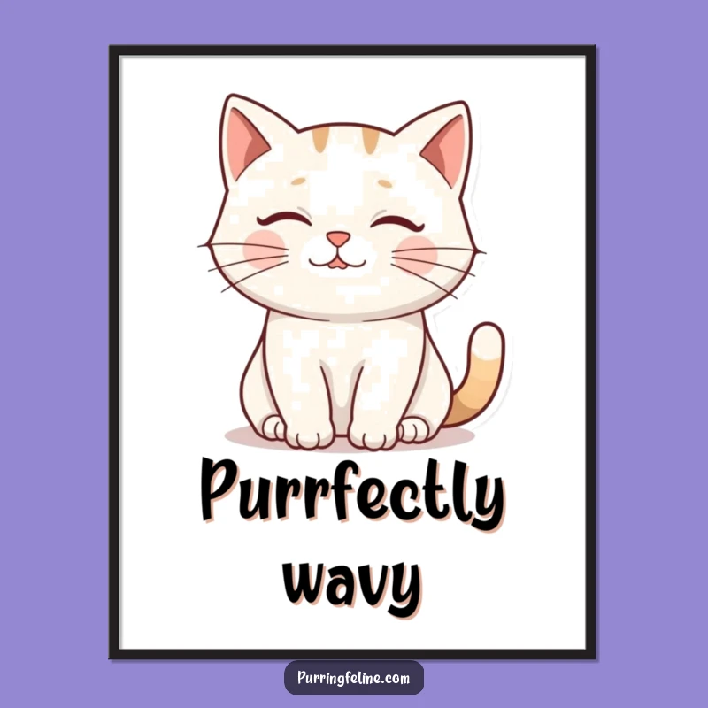 Funny Cat Ripple Digital Art - Gentle Purr Wall Art, Instant Download Gift