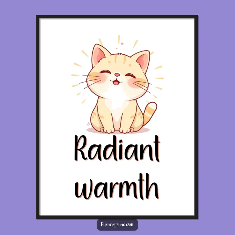 Funny Warm Purring Cat Digital Art - Hum Wall Art, Instant Download Gift