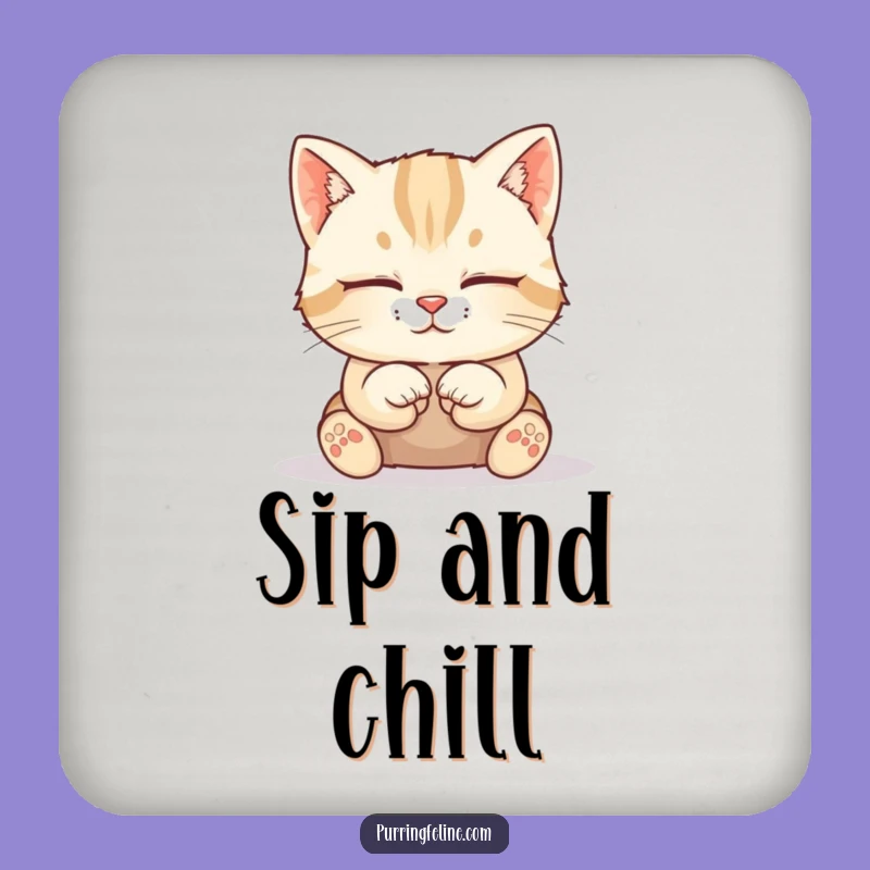 Funny Calm Cat Cub Coaster - Protect Surfaces with Feline Peace