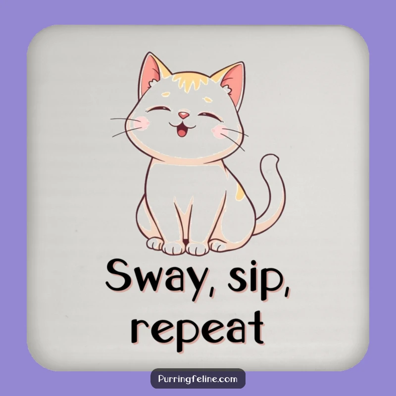 Funny Purring Cat Drink Coaster: Bar Gift for Cat Fans Who Love Happy Tail Swishes