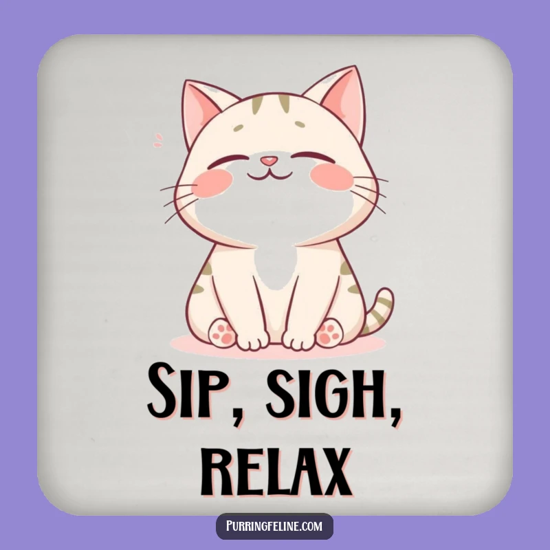 Gentle Sigh Cat Drink Coaster - Funny Gift for Peaceful Surface Protection