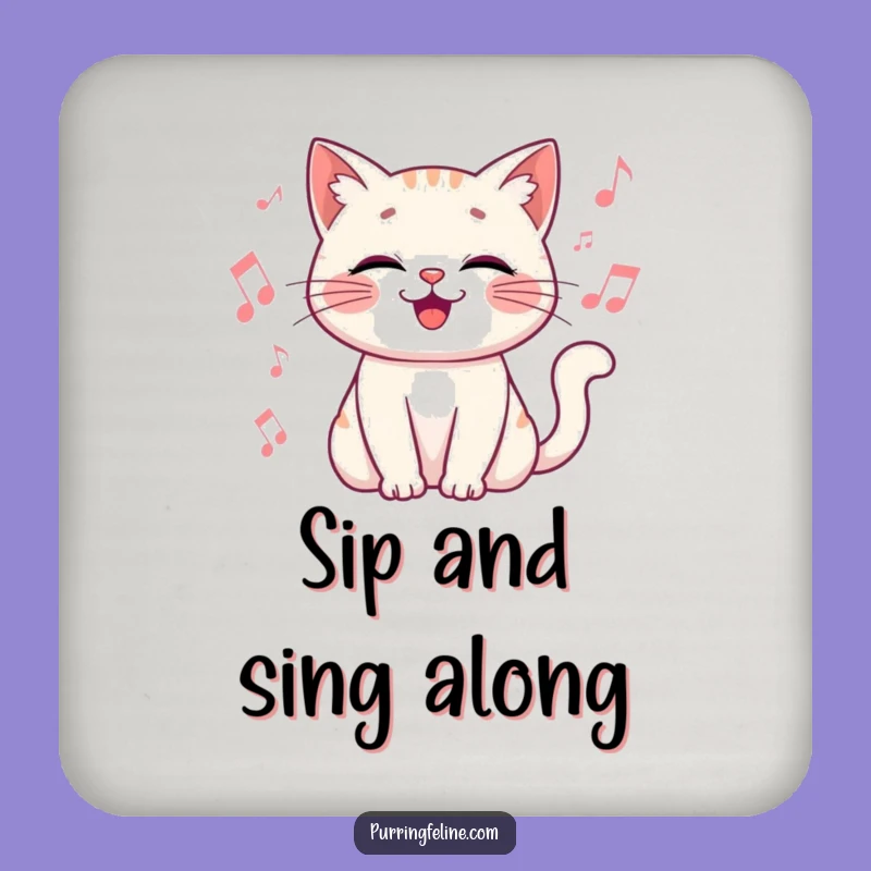 Funny Cat Music Coaster - Vibrating Harmony, Hilarious Housewarming Gift