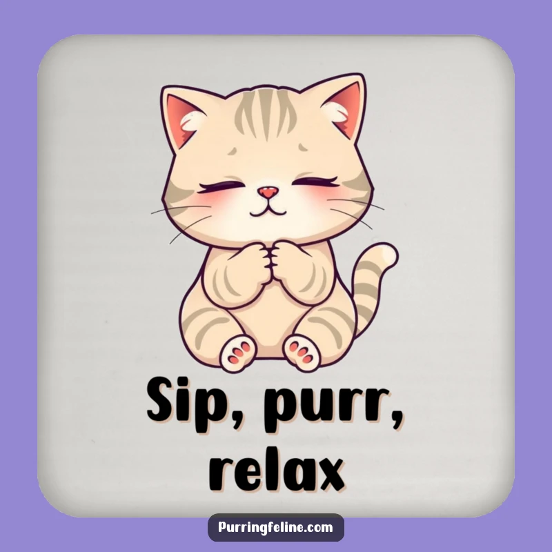 Funny Cat Kneading Coaster - Serene Cat Drink Protector, Perfect Housewarming Gift