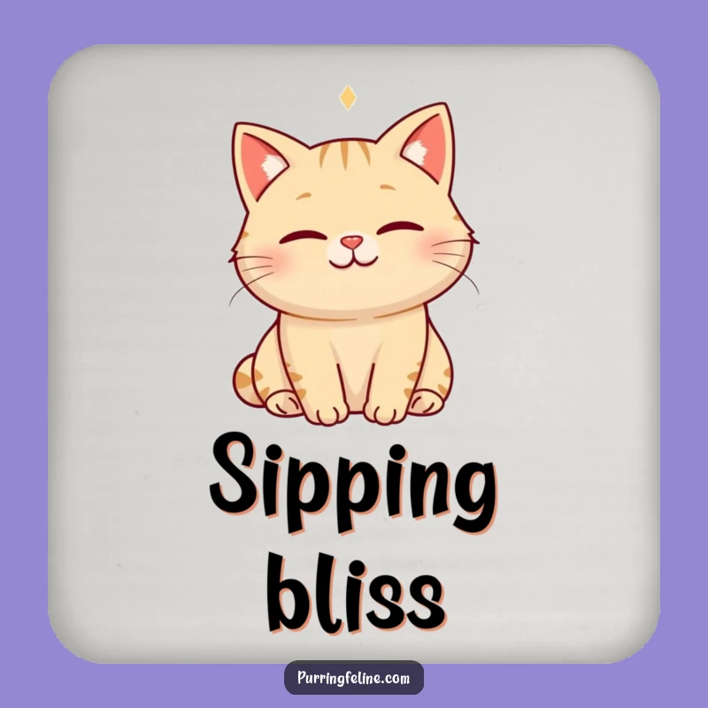 Funny Serene Cat Coaster: Protect Surfaces with Happiness Hum - A Peaceful Gift