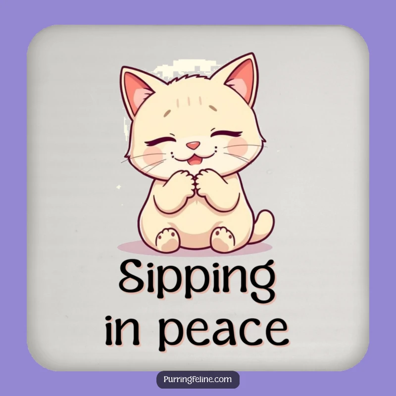 Funny Cat Zen Coasters: Protect Surfaces with Serenity