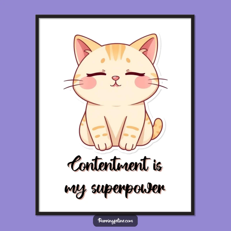 Funny Content Cat Zen Poster - Hilarious Art for Peaceful Spaces!