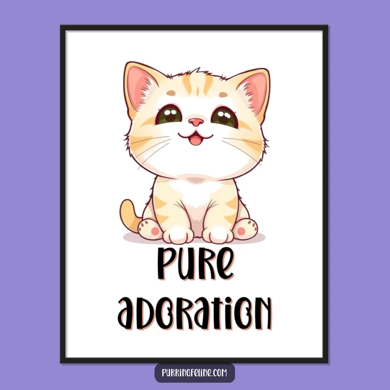 Funny Adoring Cat Cub Poster - Sweet Wall Art for Cat Lovers