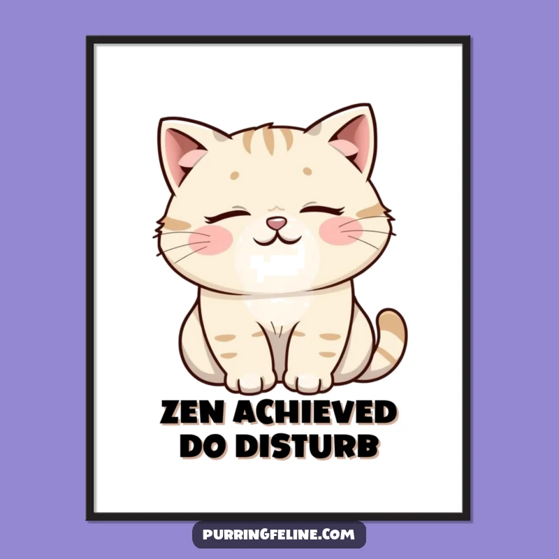Funny Cat Poster: Serene Purring Feline Art, A Humorous Wall Decor Gift