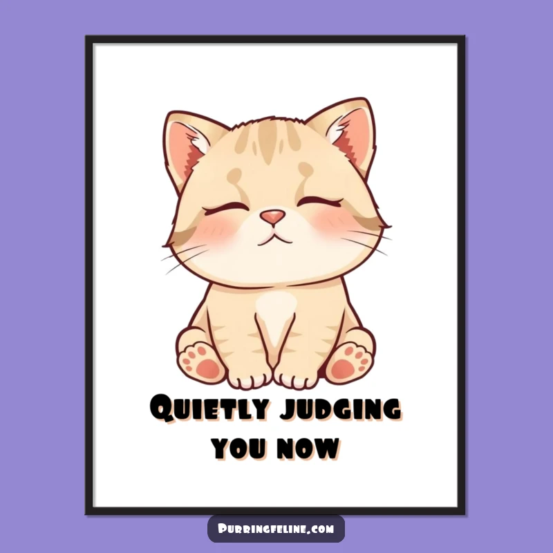 Funny Contented Cat Cub Murmuring Poster - Artful & Humorous Wall Decor