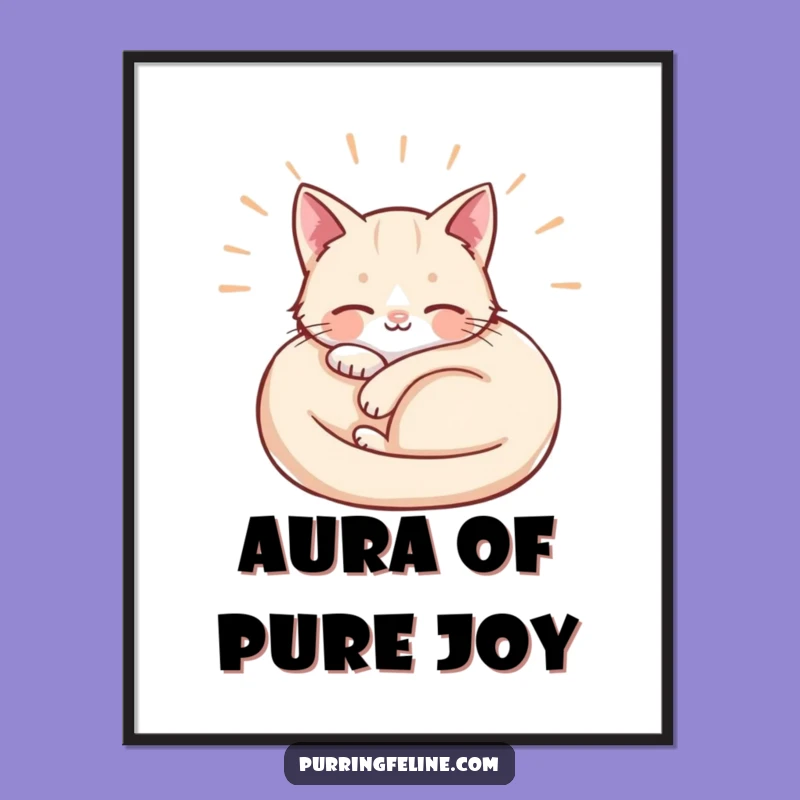 Funny Contentment Waves Poster: Zen Cat Art, Quaint Funny Gift for Serene Spaces