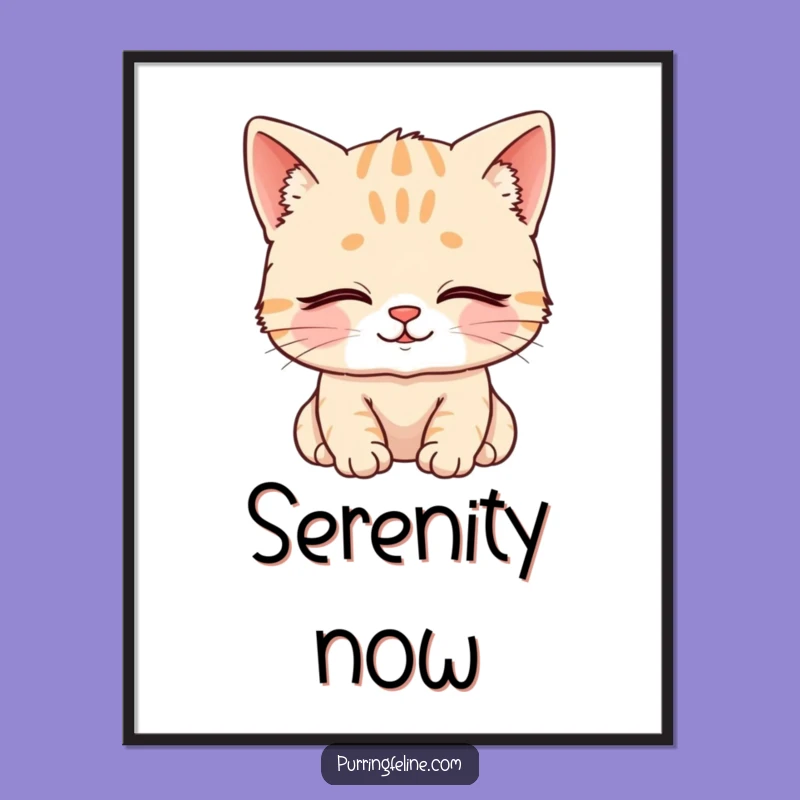 Funny Poster: Content Cat Cub - Serene Smiles for Your Walls!