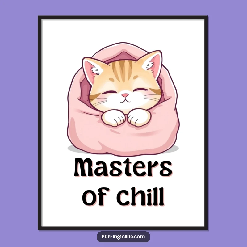 Funny Poster Print: Content Cat Nap Art for Cozy Home Decor, Unique Gift