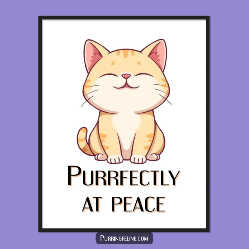 Funny Purring Cat Poster - Hilarious Wall Art for Relaxation Enthusiasts