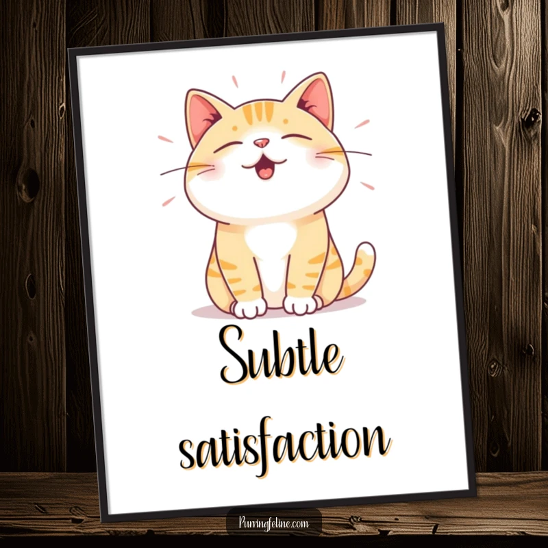 Funny Poster: A cat expressing deep satisfaction through subtle vibrations, symbolizing contentment and peaceful energy.