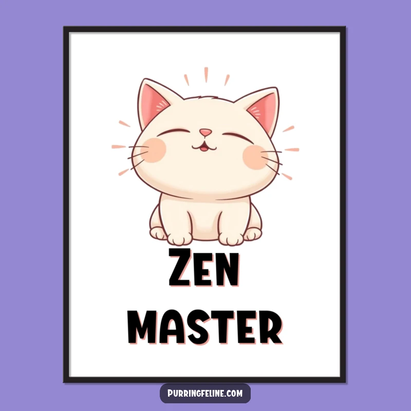Funny Zen Cat Sound Poster: Peaceful Waves for Your Walls