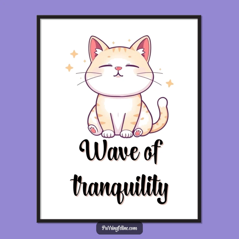 Funny Zen Cat Waves Poster - Hilarious Wall Art for Peace Lovers