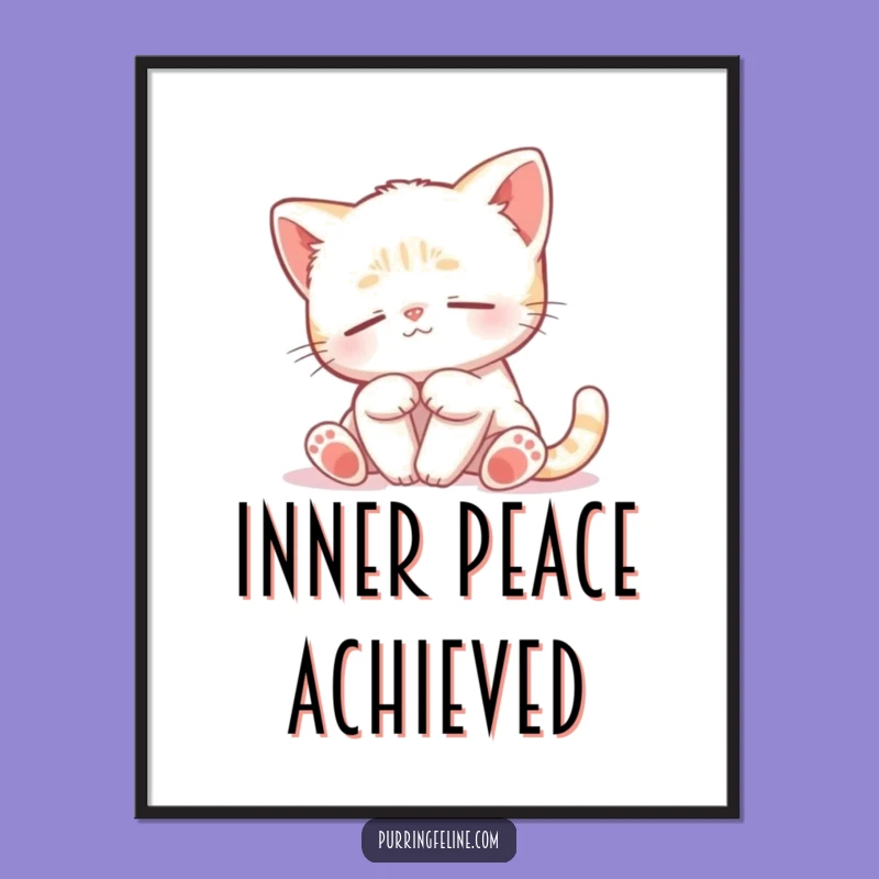 Funny Peaceful Cat Cub Poster: Gentle Swaying Art Print, Perfect Calm Decor Gift