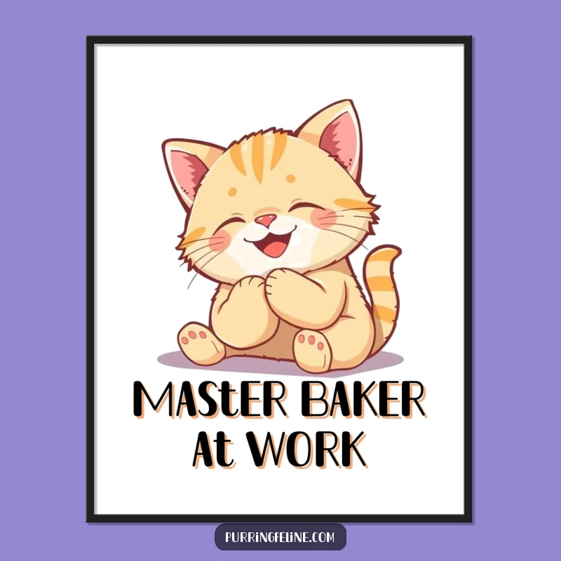 Funny Kneading Cat Cub Poster: Happy Kitty Art Print, Perfect Joyful Decor Gift