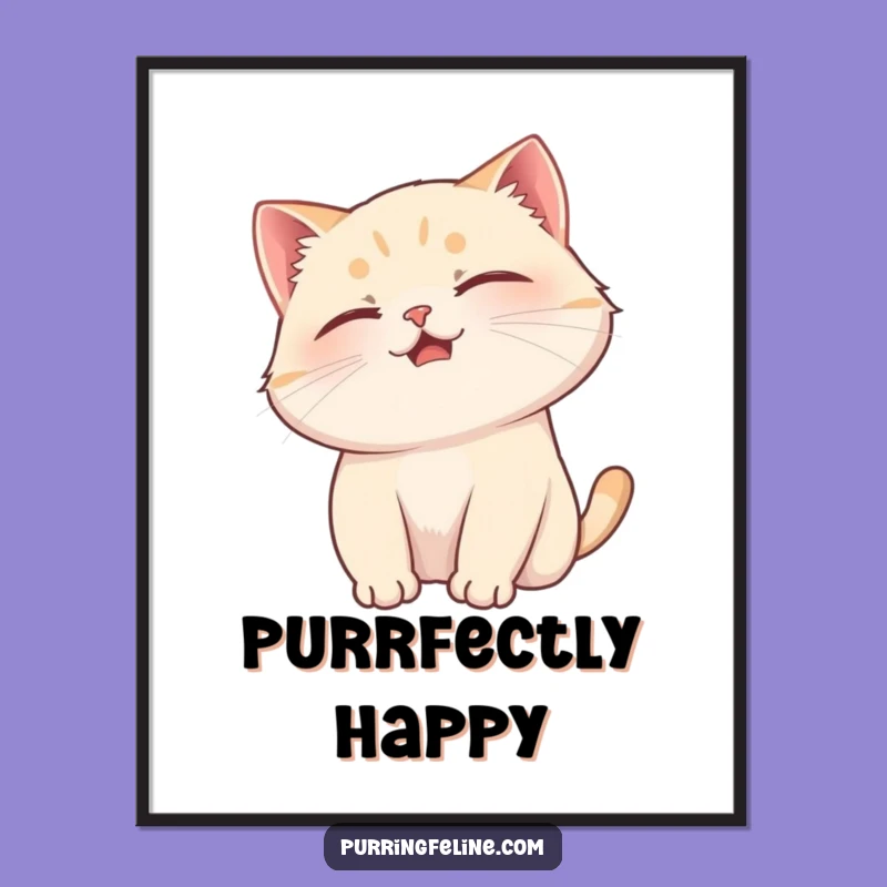 Purring Cat Scratch Poster - Funny Wall Art for Pet Lovers