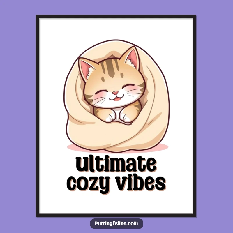 Funny Cozy Cat Poster: Art Gift, Decorate with Feline Warmth and Joy