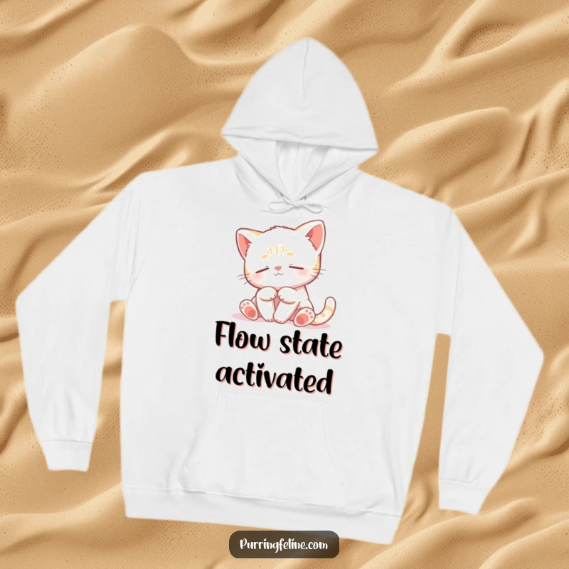 Funny Peaceful Cat Cub Hoodie - a relaxed kitten swaying with grace, offering ultimate comfort and a humorous, peaceful vibe.